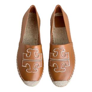 2025年新款真皮渔夫鞋小香风草编亚麻一脚蹬乐福鞋懒人平底单鞋女