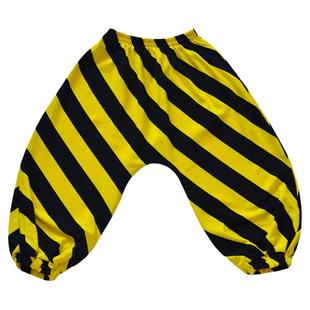 原创女童裤子黄黑条纹夏装新款舒适防蚊裤灯笼裤儿童长裤