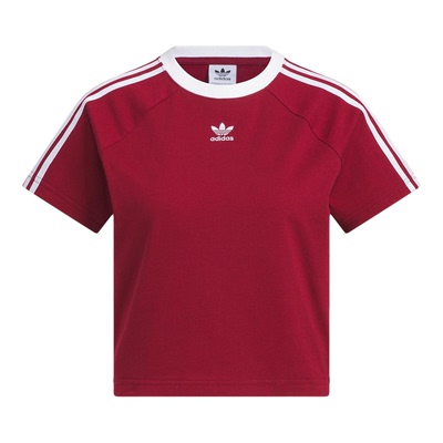 Adidas/阿迪达斯正品三叶草女士修身三条纹圆领透气短袖KF0314