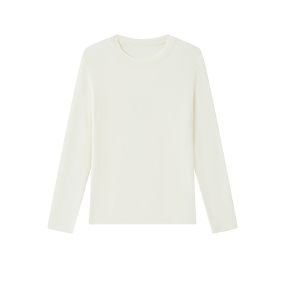 圆领打底衫女秋冬天丝羊毛长袖女