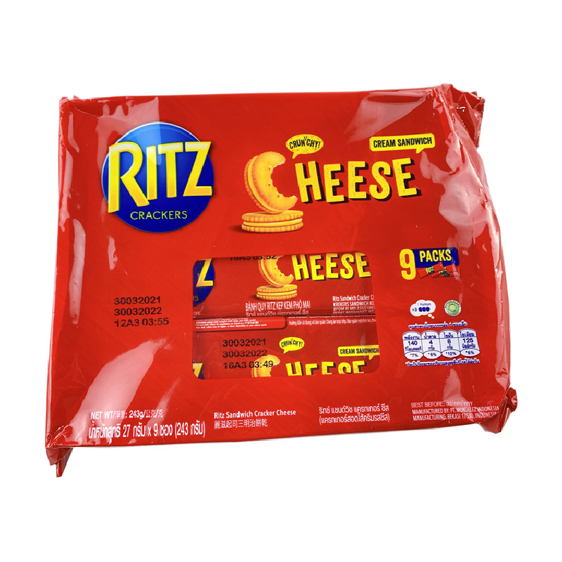 Ritz 香港进口利是柠檬夹心饼干办公上班休闲零食点心9条家庭装版