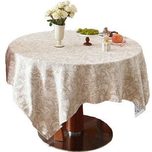 法式餐桌台布复古暗纹提花中法式现代简约高级感长方形茶几圆桌布