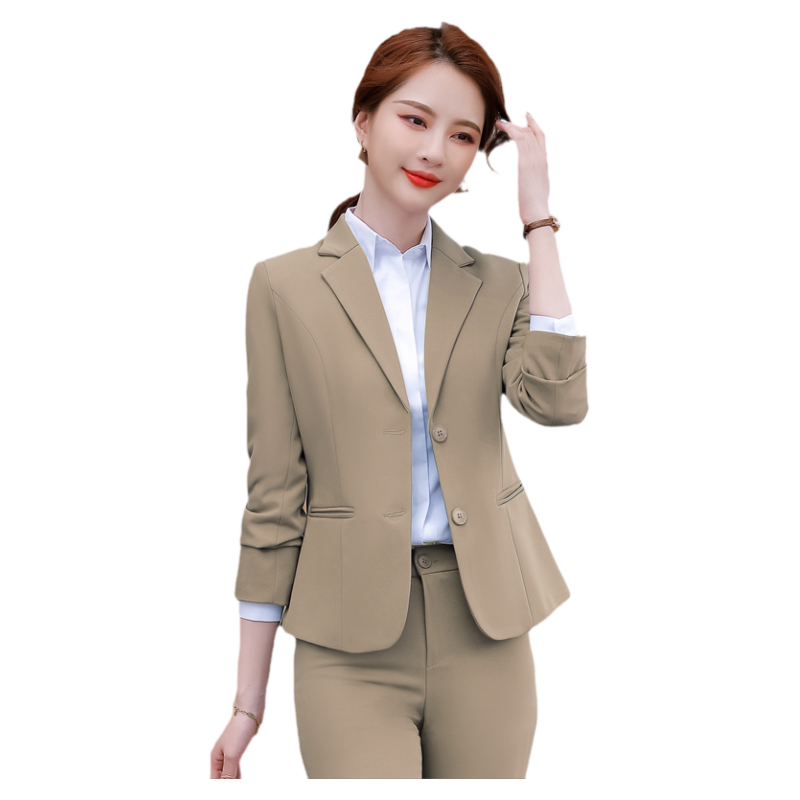 卡其色西装外套女春秋新款韩版气质职业正装套装高级感西服工作服