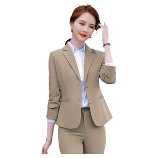 卡其色西装外套女春秋新款韩版气质职业正装套装高级感西服工作服