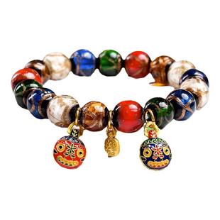 香灰琉璃手串女男多宝手串散珠子文玩古法五色吞金兽琉璃手链