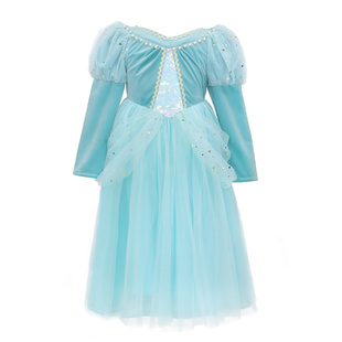 丢手绢童装美人鱼cos公主裙女童秋冬洋气高端生日礼服女宝连衣裙