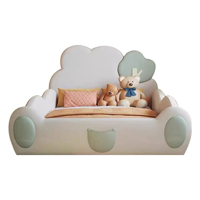 儿童床男孩卡通小树滑梯床带护栏宝宝床公主床女孩小户型男生皮床