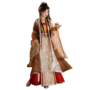 新款原创宋制汉服女汉元素古装中国风日常大袖衫齐腰襦裙刺绣春季