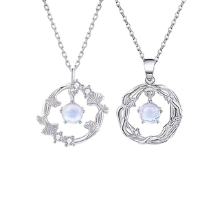 银杏叶闺蜜纯银项链女士一对二人款学生党不掉色秋冬吊坠生日礼物