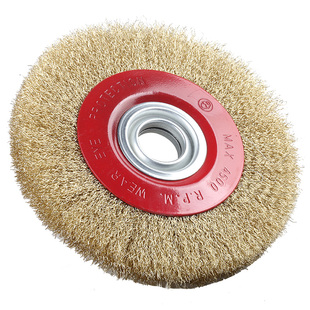 机用平型钢丝轮电动砂轮机除锈抛光刷 0.3镀铜黄钢丝平行100 125