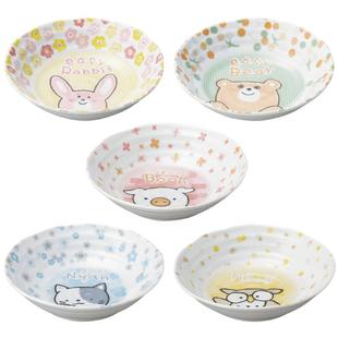 日本有古窑进口小碗卡通儿童餐具 日式小猪可爱猫陶瓷钵饭碗盘子