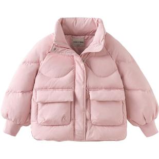 戴维贝拉女童短款羽绒服2026新款儿童防水外套女抗菌冬装上衣童装