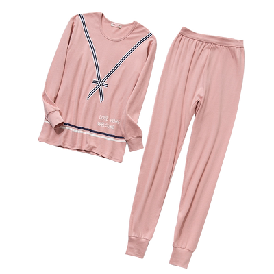 特大码少女风加肥宽松棉毛衫套装