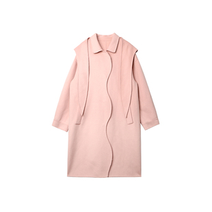 有耳uare原创设计 兔子的秘密 可拆兔耳朵帽含羊毛双面呢大衣外套