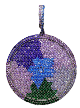 Mr.Bling满钻彩虹拼色圆盘吊坠