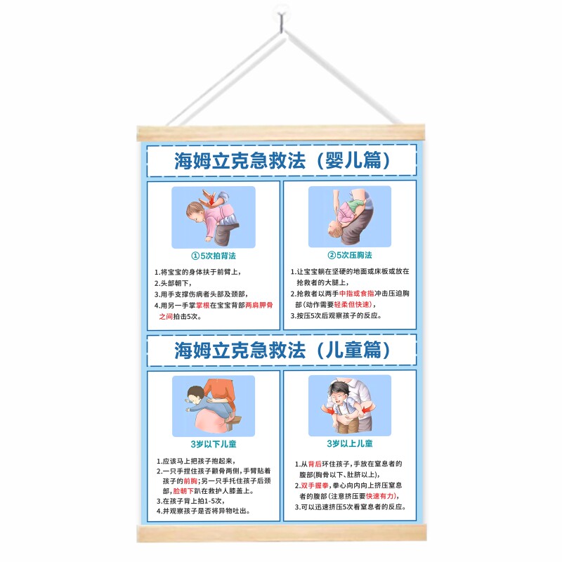 海姆立克急救法挂图婴儿新生儿预防呛奶儿童急救家庭安全知识海报