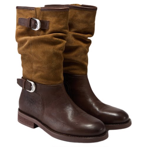 fed复古堆堆靴冬季新款女靴皮带扣长靴真皮西部靴女S1031-ZFA363