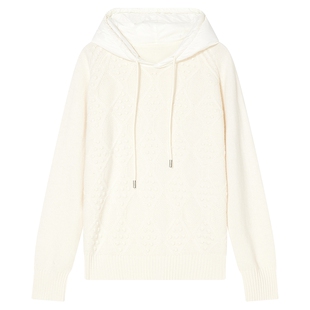 Goodland美地秋季羊毛连帽套头提花毛针织衫