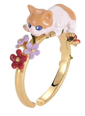 juicygrape可爱立体猫咪戒指女