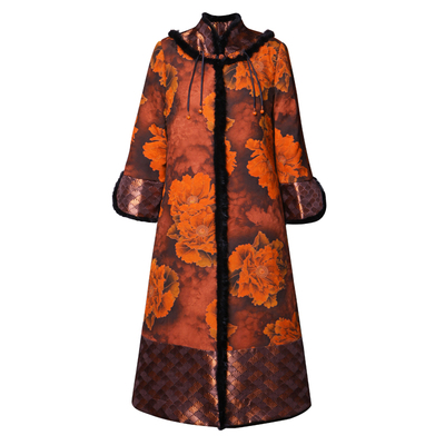 蝶恋复古香云纱加厚旗袍外套棉衣