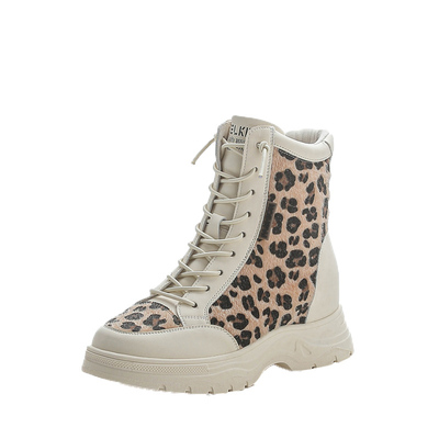 内增高马丁靴女款英伦风豹纹短靴