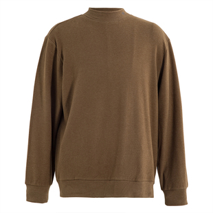 海上公路小烫标长袖T恤男士秋季微修身半高领保暖休闲内搭打底衫