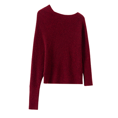 BANANACICI不对称斜肩针织衫