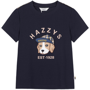hazzys哈吉斯童装男童T恤2025夏新品丝光工艺舒适短袖上衣