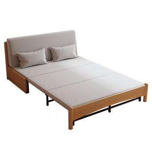 实木沙发床现代简约折叠床储物伸缩北欧小户型客厅两用胡桃色沙发