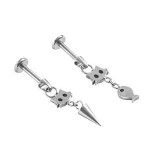 医用F136钛合金恶魔钉耳轮尖锥吊坠耳钉气质款平底养耳洞穿刺饰品