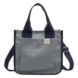 新款日式帆布包便当小包手提斜挎两用包多夹层口袋简约百搭女包