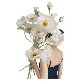 落地虞美人植绒仿真花假花冰岛大号婚礼道具家居装饰橱窗客厅摆件