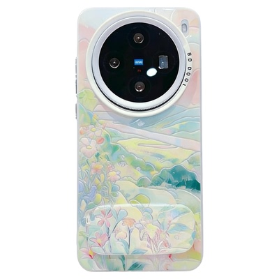 ins风小清新彩色花田适用vivox100/x200pro手机壳高级感x90/x80网红爆款手机套x300pro硅胶外壳防摔保护套女