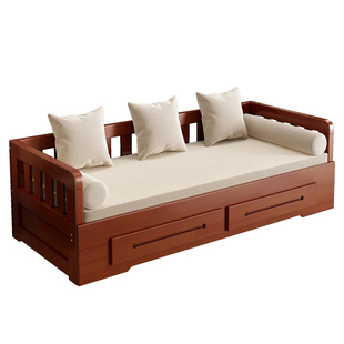 实木沙发床客厅折叠床多功能一体两用单人抽拉新款伸缩床1.5双人