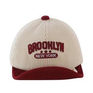 婴儿帽子秋冬季韩版刺绣字母软檐鸭舌帽男童宝宝保暖灯芯绒棒球帽