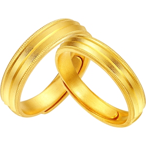 周六福黄金戒指男女计价足金结婚情侣对戒婚嫁三金礼物官方旗舰店
