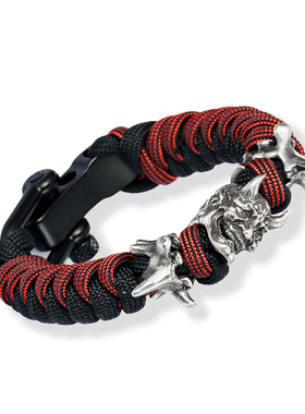 般若骷髅头双龙脊时尚伞绳手环