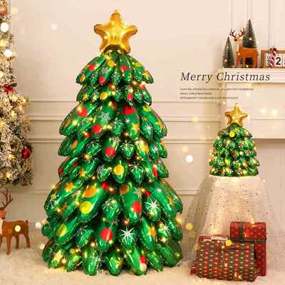 圣诞树气球2025新款圣诞节氛围装饰品拍摄道具家用大型落地摆件