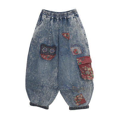 哈伦裤九分裤中等牛仔春季民族风