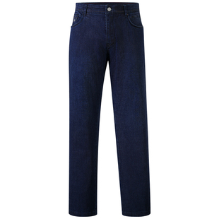 爱缪斯春秋羊毛混纺牛仔裤中高腰宽松码直筒商务高端品牌休闲长裤