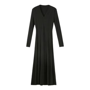 Garbociaga龙喜儿 挚爱赫本 法式V领黑色羊毛修身针织连衣裙 0207