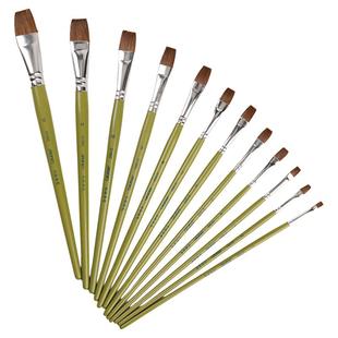 马利绿杆水粉笔丙烯水彩笔马毛平头排笔水粉画笔G1860笔单支水粉刷子颜料笔刷美术画笔专用套装大号水彩毛笔9