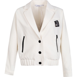 LAURELINE/洛瑞琳短款束腰外套女2023年春季新款百搭通勤长袖上衣