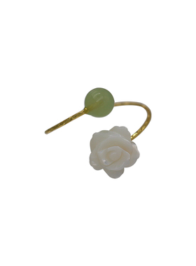 女贝壳复古玉石戒指新中式温柔风