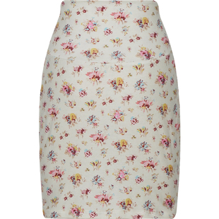 superr 复古田园风碎花抽皱宽腰头半裙女夏中裙