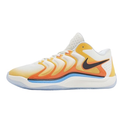 Nike男款橙白黑耐磨低帮篮球鞋