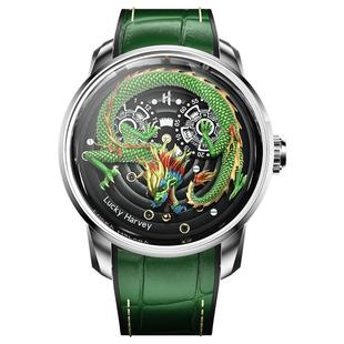 真乐时LUCKY HARVEY工艺大师系列限量立体金龙动偶自动机械手表