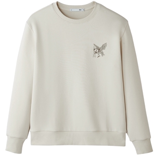 HLA/海澜之家山不在高系列卫衣2026春夏新款绣花耐穿柔软上衣男