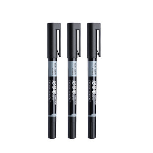 得力勾线笔美术专用小学生记号笔黑色马克笔双头大头笔防水防油不掉色儿童绘画勾边笔描边不透色幼儿园油性笔