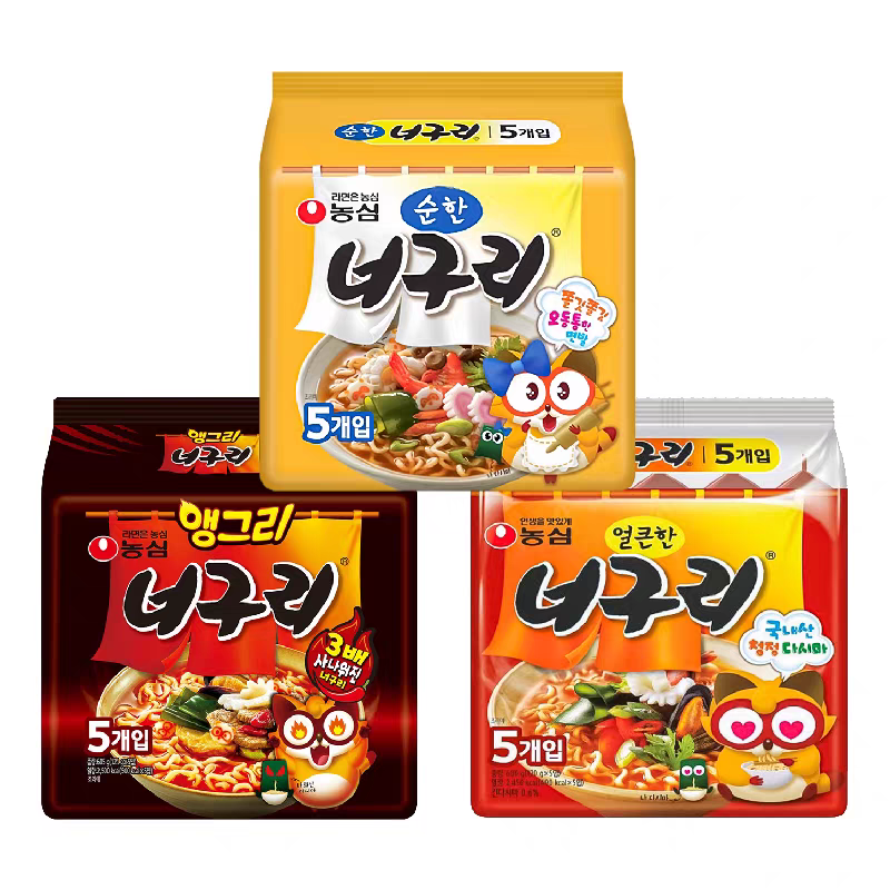 韩国进口农心浣熊拉面辛乌冬面海鲜高端泡面搭档辣味速食方便面